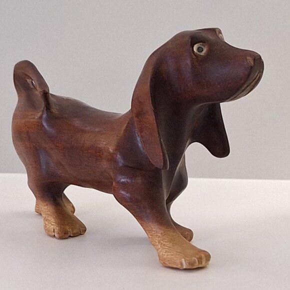 Other - Small Vintage wood dachshund dog wooden puppy carving statue figurine